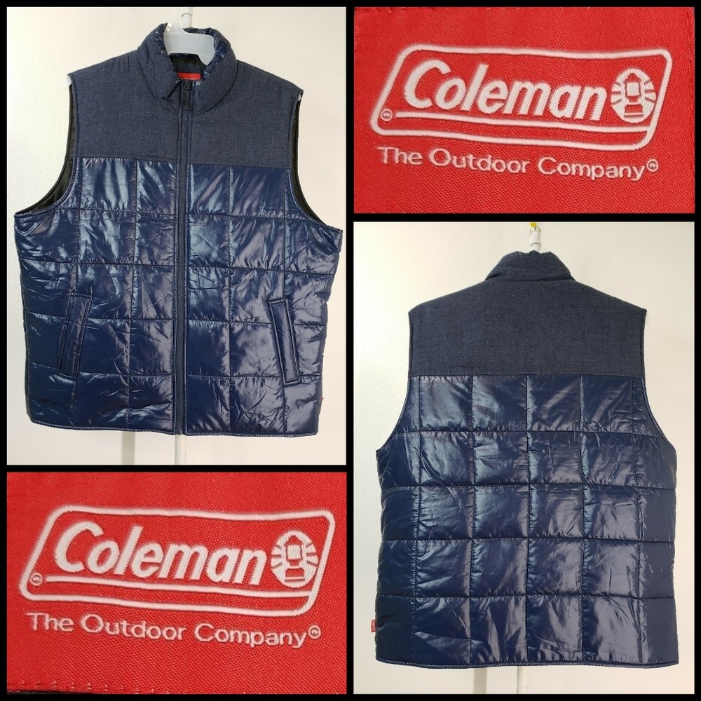Coleman Men Quilted Vest Navy Blue Outdoor Size XL